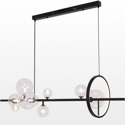 LUSSOLE Линейно-подвесной светильник, цвет основания - черный, плафон - стекло (цвет - прозрачный), 11x25W G9+LED, LSP-7000