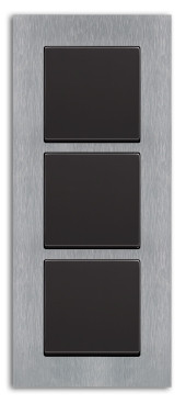 ABB Блок на 3 поста: выключатели 1-ые клавишные, Вставка - антрацит, Рамка - Сталь , серия Carat