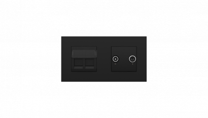 Блок на 2 поста - Компьютерная и ТВ розетки, Efapel Quadro 45, цвет  черный матовый