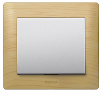 Legrand Выключатель 1-клавишный, вставка - белый, рамка - дерево клен, серия Galea Life