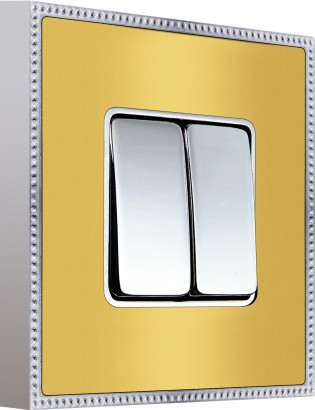 Fede Выключатель 2-клавишный, цвет Bright Chrome - цвет Bright Gold, серия Belle Epoque Metall