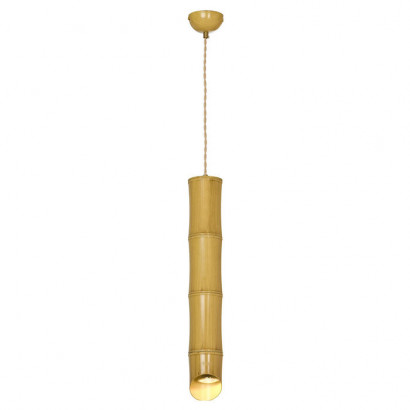 LUSSOLE BAMBOO Подвесные светильники, цвет основания - бамбук, плафон - металл (цвет - желтый), 1x50W Gu10, LSP-8564