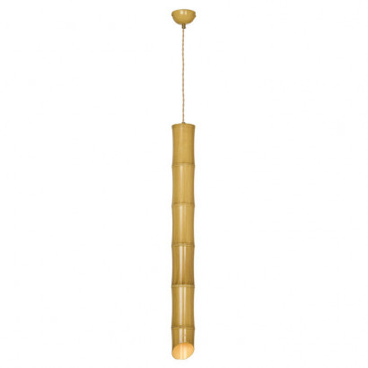LUSSOLE BAMBOO Подвесные светильники, цвет основания - бамбук, плафон - металл (цвет - желтый), 1x50W Gu10, LSP-8564-5