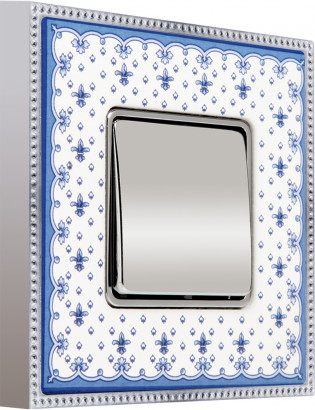Fede Выключатель 1-клавишный, цвет Bright Chrome - Blue Lys, серия Belle Epoque Porcelain
