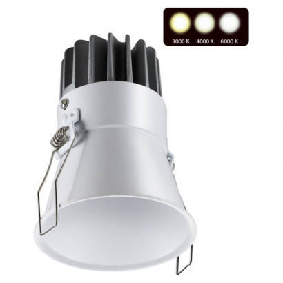 Novotech 358908 SPOT NT22 228 белый Встраиваемый светодиодный светильник с переключателем цветовой температуры IP20 LED 3000К\4000К\6000К 12W 220V LANG