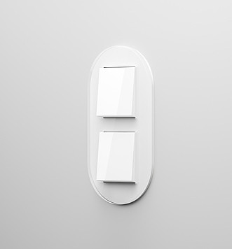 Gira Блок: Выключатель 1-клавишный + Выключатель 1-клавишный, глянцевый белый - белое стекло, серия Studio
