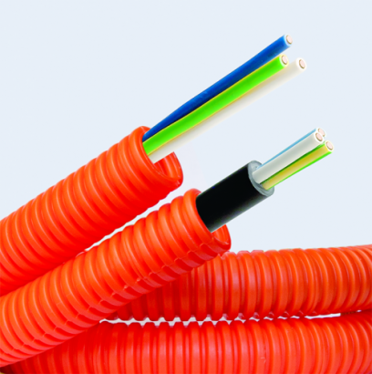 Электротруба ПНД гибкая гофр. д.16мм, цвет оранжевый, с кабелем ВВГнг(А)-LS 3х1,5мм РЭК "ГОСТ+", 100м
