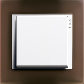 Gira Выключатель 1-клавишный, глянцевый белый - коричневый, серия Event Opaque