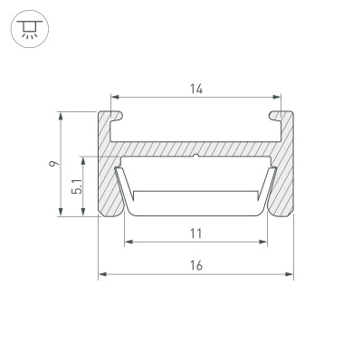 Профиль MIC-H-2000 ANOD (Arlight, Алюминий), 026458
