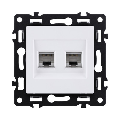 Розетка двойная Ethernet RJ45 Cat.6, белый Kollinger Asthetik AS-018WH
