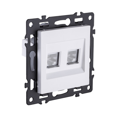 Розетка двойная Ethernet RJ45 Cat.6, белый Kollinger Asthetik AS-018WH