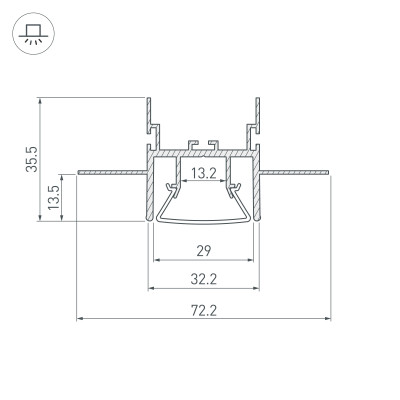 Профиль FOLED-CEIL-CENTER-3000 (Arlight, Алюминий), 044853