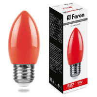 Лампа светодиодная,  (1W) 230V E27 красный C35, LB-376, Feron 25928