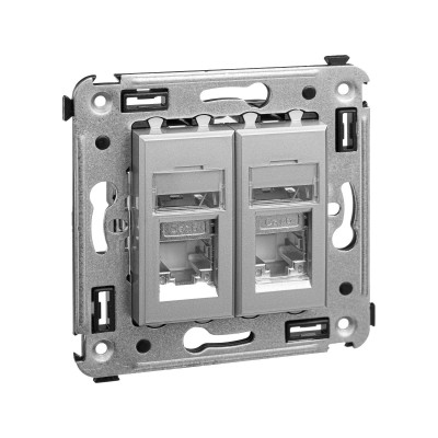 4404394 - ДКС Компьютерная розетка RJ-45 в стену, кат.6 двойная экранированная"Avanti", "Закаленная сталь"
