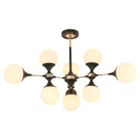 LUSSOLE ASTORIA Люстра потолочная, цвет основания - черный, плафон - стекло (цвет - белый), 9x40W E27, LSP-8306