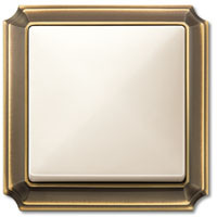 Выключатель 1-клавишный, вставка - бежевый, рамка - античная латунь,    серия Antique