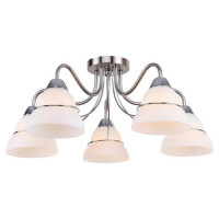 LUSSOLE GILA Люстра потолочная, цвет основания - матовый никель, плафон - стекло (цвет - белый), 5x40W E27, LSP-8083