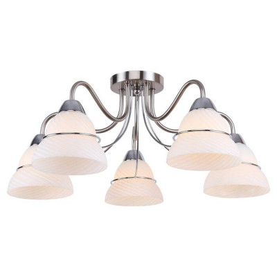 LUSSOLE GILA Люстра потолочная, цвет основания - матовый никель, плафон - стекло (цвет - белый), 5x40W E27, LSP-8083