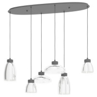 390301 Люстра SARNARRA, 6X5,4W (LED), сталь, черный  / стекло, черный полупрозрачный, прозрачный