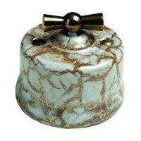 Fontini Выключатель 1-клавишный, фарфор под мрамор, ручка - медь,  Fontini, серия Garby