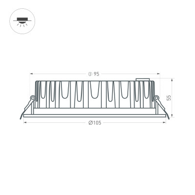 Светильник MS-MIST-BUILT-R105-9W Warm3000 (WH, 110 deg, 230V) (Arlight, IP54 Металл, 5 лет), 041614