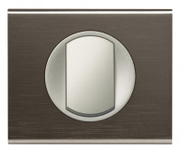 Legrand Выключатель 1-клавишный, вставка - титан,  материалы - Черный никель, серия Celiane