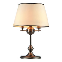 Arte Lamp ALICE, Светильник настольный интерьерный, цвет арматуры - АНТИЧНАЯ БРОНЗА, цвет плафона/декора - КРЕМОВЫЙ, 3х40W E14, A3579LT-3AB