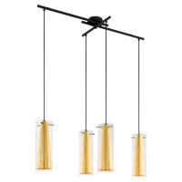 97653 Подвес PINTO GOLD, 4х60W (E27), L905, B360, H1100, сталь, черный / стекло, прозрачный, золотой