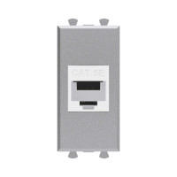 DKC Компьютерная розетка RJ-45 без шторки модульная, кат.5е, "Avanti", "Закаленная сталь", 1 модуль