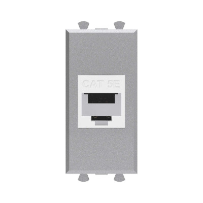 DKC Компьютерная розетка RJ-45 без шторки модульная, кат.5е, "Avanti", "Закаленная сталь", 1 модуль