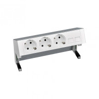 Simon 400 Алюминий Настольный розеточный блок, 3х2P+E, адаптер для 2хRJ45, моноблок, 42403020-133