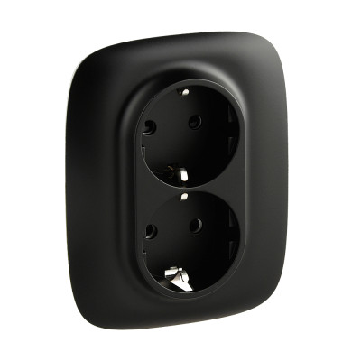 Legrand Valena ALLURE.Силовая розетка двойная 2х2К+З 16А 250В с лицевой панелью.С защитными шторками.Безвинтовые зажимы.Антрацит, 753936