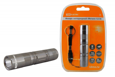 Фонарь светодиодный "Металл", 0,5 Вт светодиод 30 лм/Вт, бат. 1*AA TDM Electric, SQ0350-0012