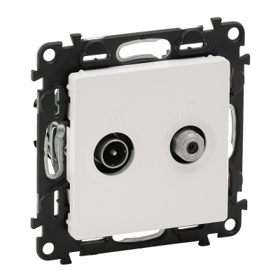 Legrand Valena LIFE.Розетка оконечная TV-SAT 10дБ, диапазоны 5-862МГц/950-2400 МГц.С лицевой панелью.Белая, 753462