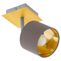 97536 Спот VALBIANO, 1х10W (E14), L110, B110, сталь, латунь брашир., никель матовый/текстиль, капучи