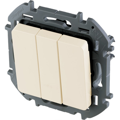 Legrand Выключатель трёхклавишный - Legrand Inspiria - 20А 250В винтовые зажимы - слоновая кость, 673641