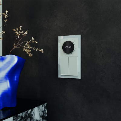 Выключатель встраиваемый VOLTUM S70 двухклавишный с подсветкой 10А, (сталь), VLS020205