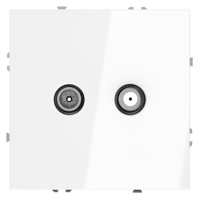 Розетка телевизионнная встраиваемая VOLTUM S70 оконечная TV+SAT, (белый глянцевый), VLS060401