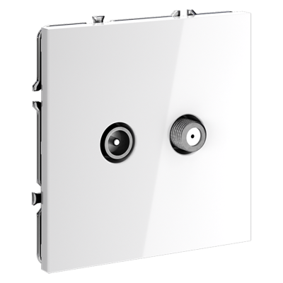 Розетка телевизионнная встраиваемая VOLTUM S70 оконечная TV+SAT, (белый глянцевый), VLS060401