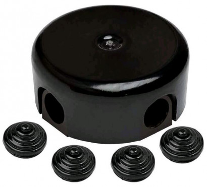 Bironi Распределительная коробка 78мм, пластик, цвет Черный (4 кабельных ввода в комплекте), B1-521-23-K