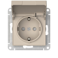 ATN001246S - ATLASDESIGN РОЗЕТКА с заземлением со шторками с крышкой,16А,IP20, мех.,быстрозажим. клем., ПЕСОЧНЫЙ, Systeme Electric
