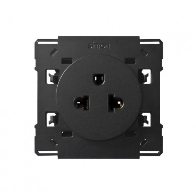 Simon 10000439-138 Евро-американская розетка 16A 250В~ цвета черный глянец S100