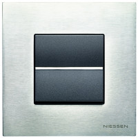 ABB Выключатель 1-клавишный, вставка - антрацит, рамка - натуральная сталь, серия Zenit