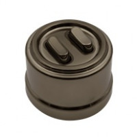 Bironi Кнопка (двухклавишная), пластик, цвет Коричневый, Бронза, B1-222-22-B-PB