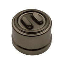 Bironi Кнопка (двухклавишная), пластик, цвет Коричневый, Бронза, B1-222-22-B-PB