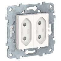 розетка 2-модульная, без зазем., со шторк, винт. зажим, 10 А, белый