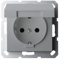 Розетка SHUKO© с крышкой и защитными шторками 16A 250V~ 2P+T, цвет Алюминий, G5505S, Jasmart Electric
