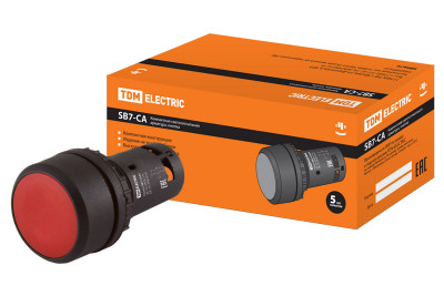 Кнопка SB7-CA45 d22мм 1з+1р красная TDM Electric, SQ0746-0012