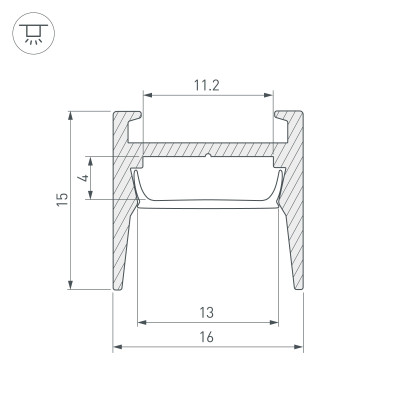 Профиль MIC-H-COMFY-2000 ANOD (Arlight, Алюминий), 029844