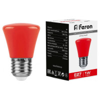Лампа светодиодная,  (1W) 230V E27 красный C45, LB-372, Feron 25911